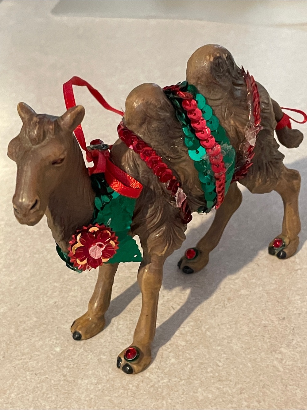 Two hump Camel 4”H figurine Festive sequined